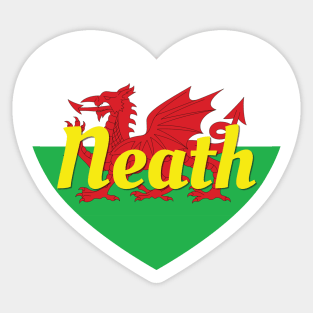 Neath Wales UK Wales Flag Heart Sticker